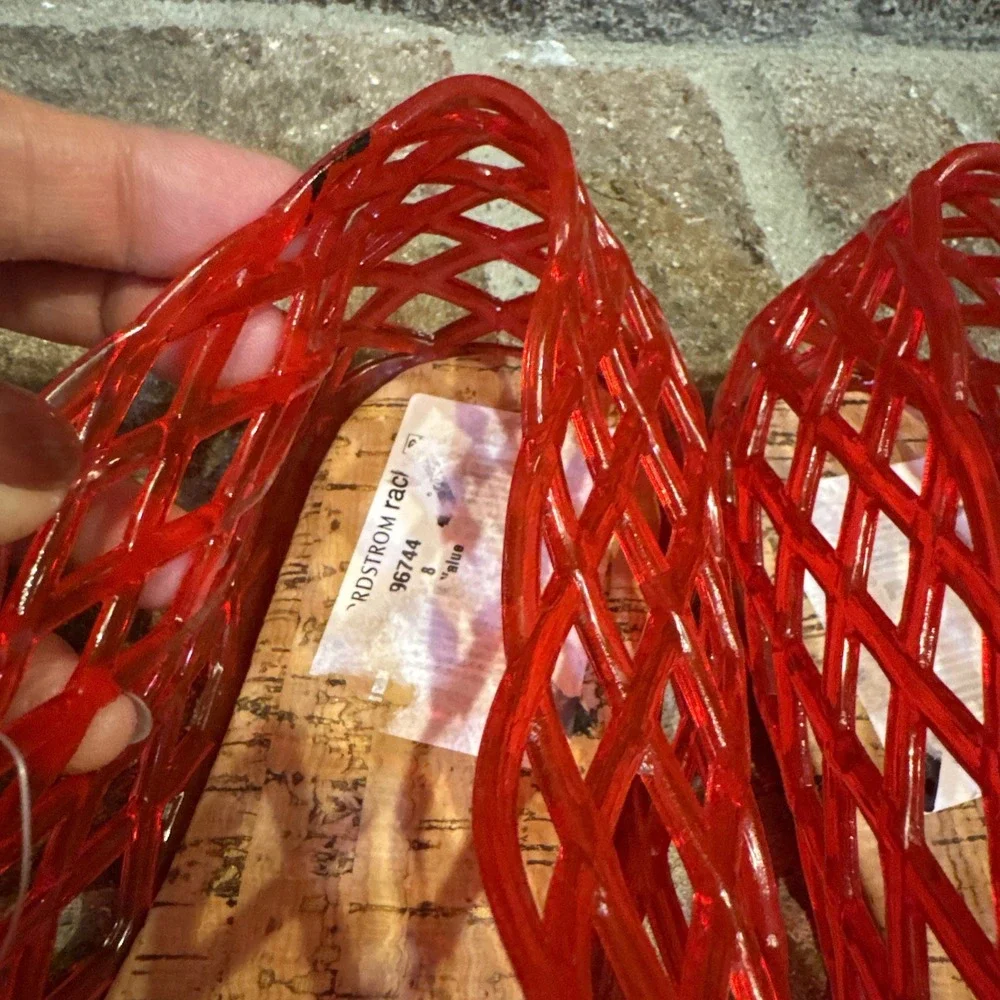 MIA Womens Darleene Jelly Mesh Slip On Flat Open Grid Rubber Shoes Red Sz 8 #563 - Picture 10 of 16